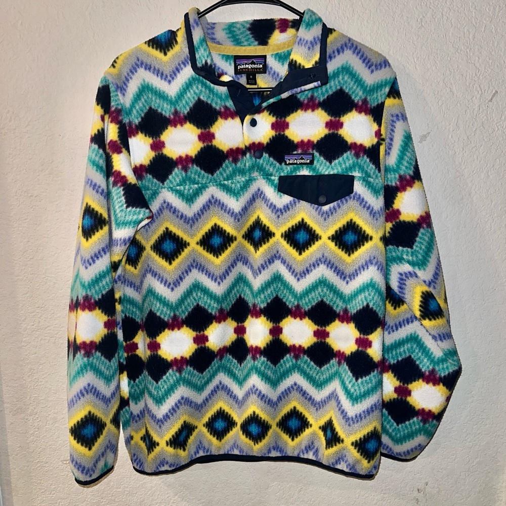 Patagonia Synchilla Aztec Fleece Pullover Jacket Size Medium.